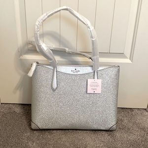 Kate Spade silver glitter handbag. NWT